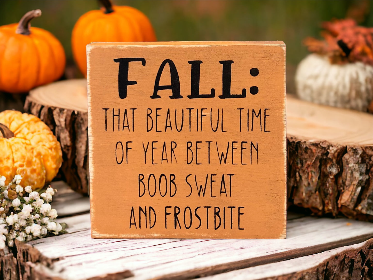 Fall - Funny Rustic Wood Shelf Sitter