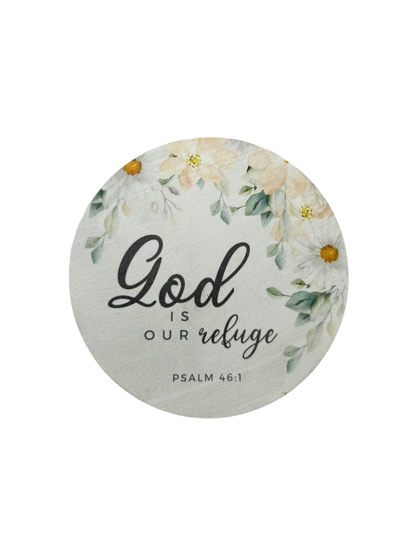 God is Our Refuge - Wood Faith Based Scripture Magnet