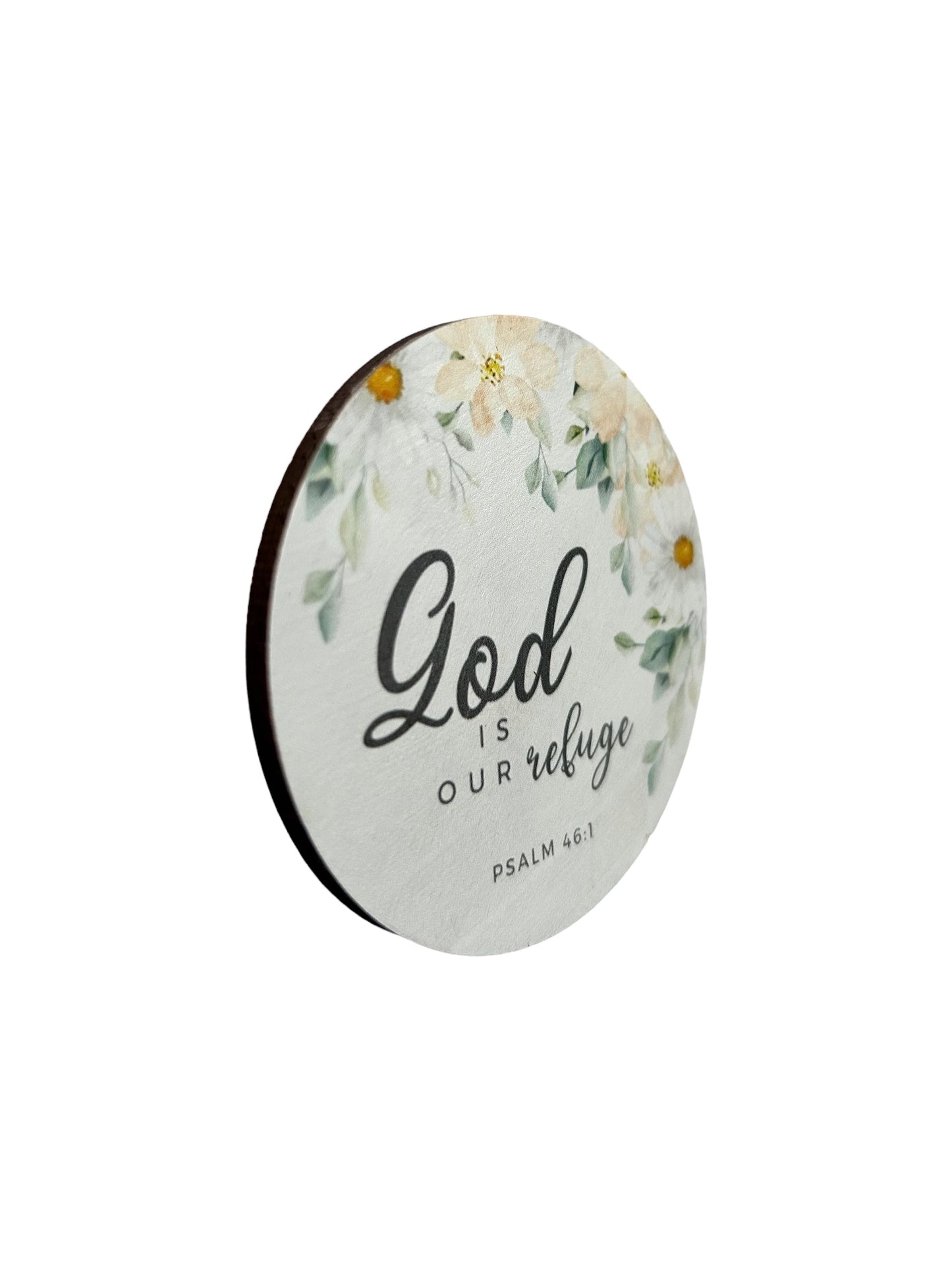 God is Our Refuge - Wood Faith Based Scripture Magnet