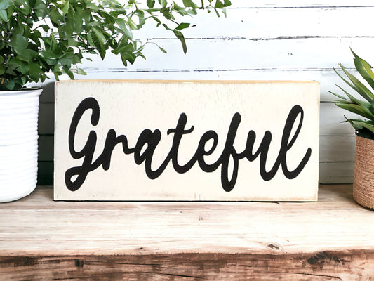 "Grateful" wood sign
