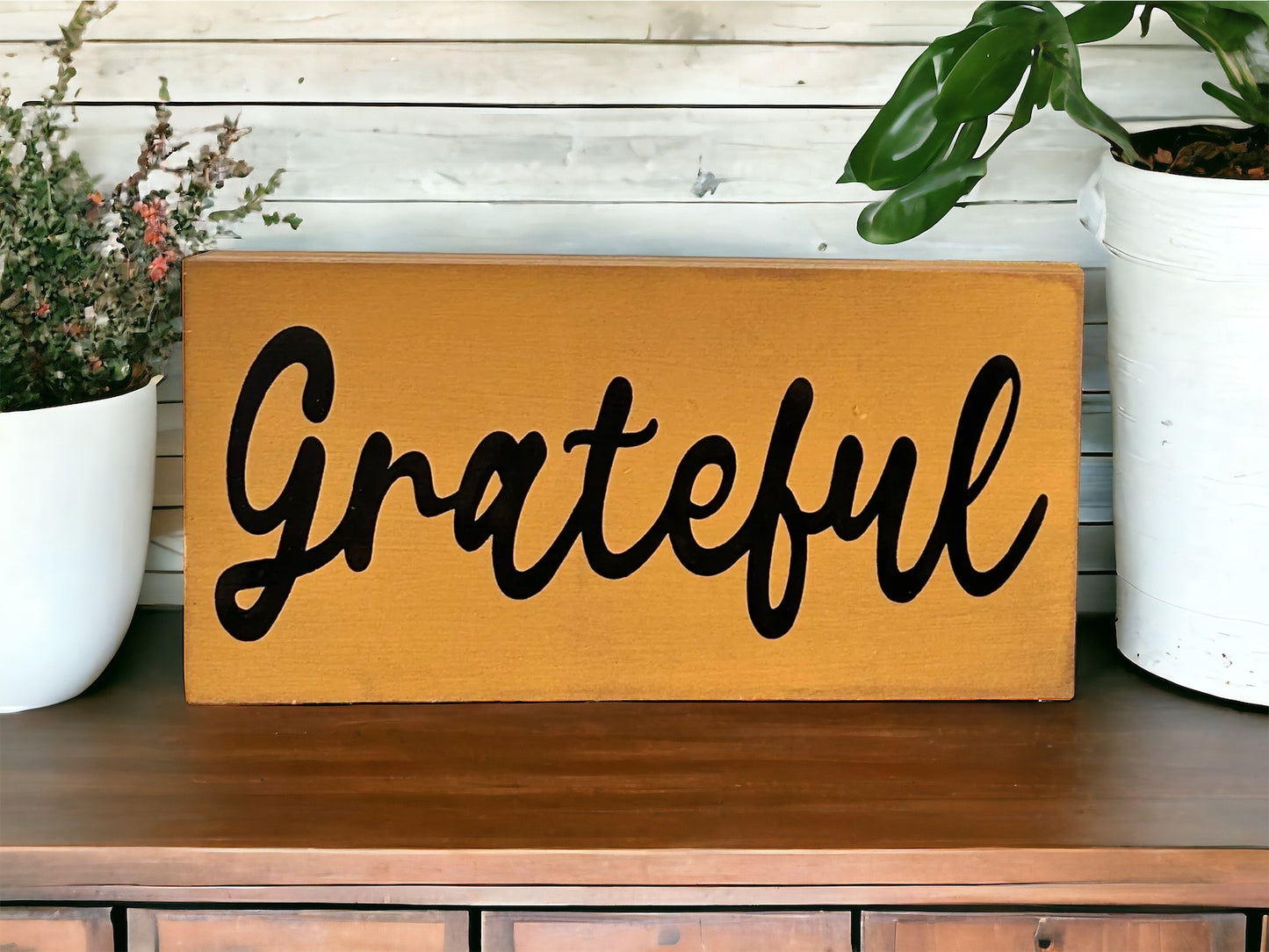 "Grateful" wood sign
