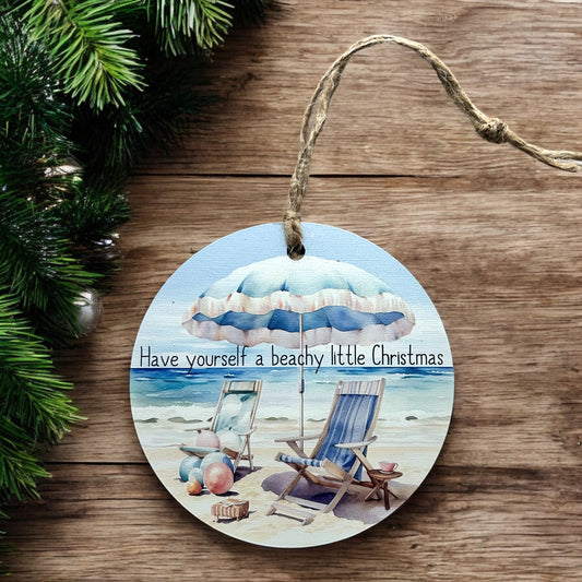 Have Yourself a Beachy Little Christmas - Wood Ornament