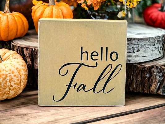 Hello Fall - Rustic Wood Shelf Sitter