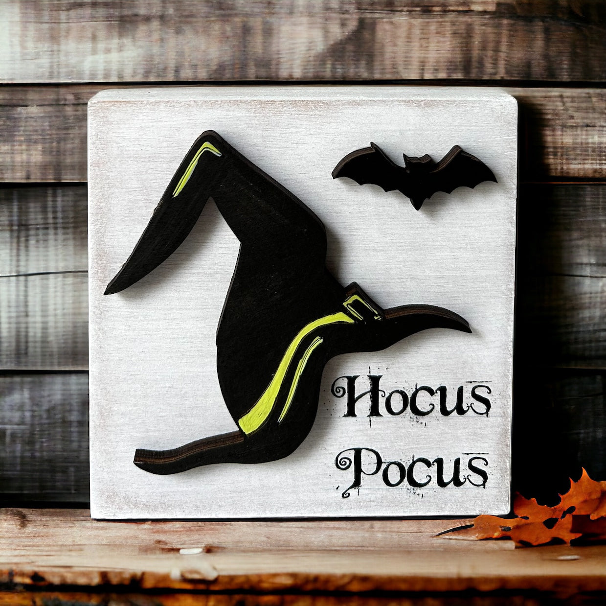 Hocus Pocus - Rustic Wood Halloween Witch Hat Sign