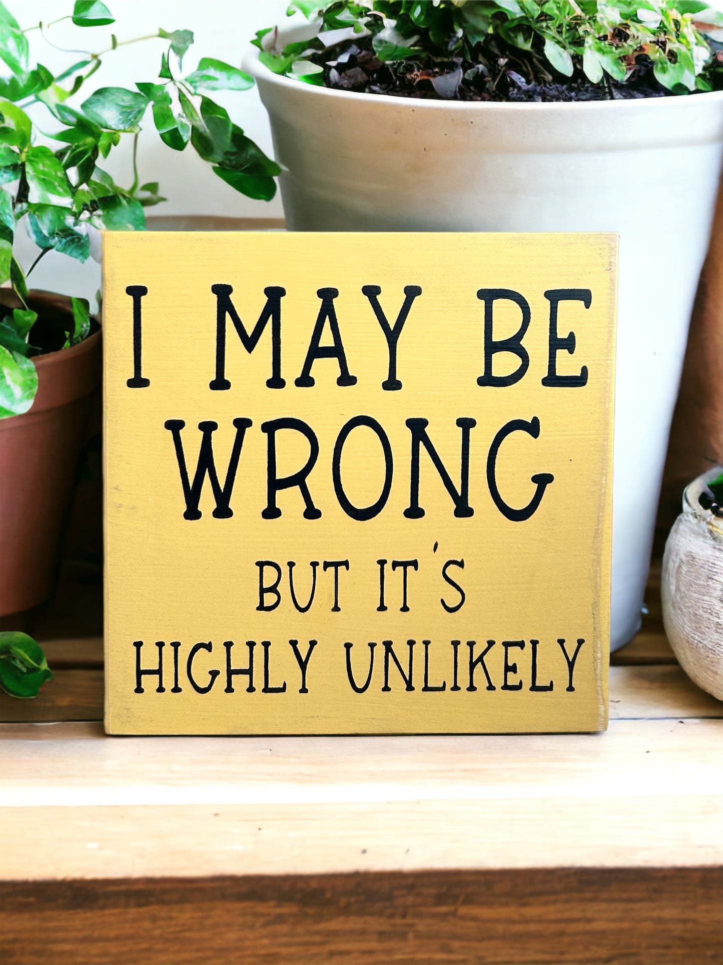 "I may be wrong" funny wood sign