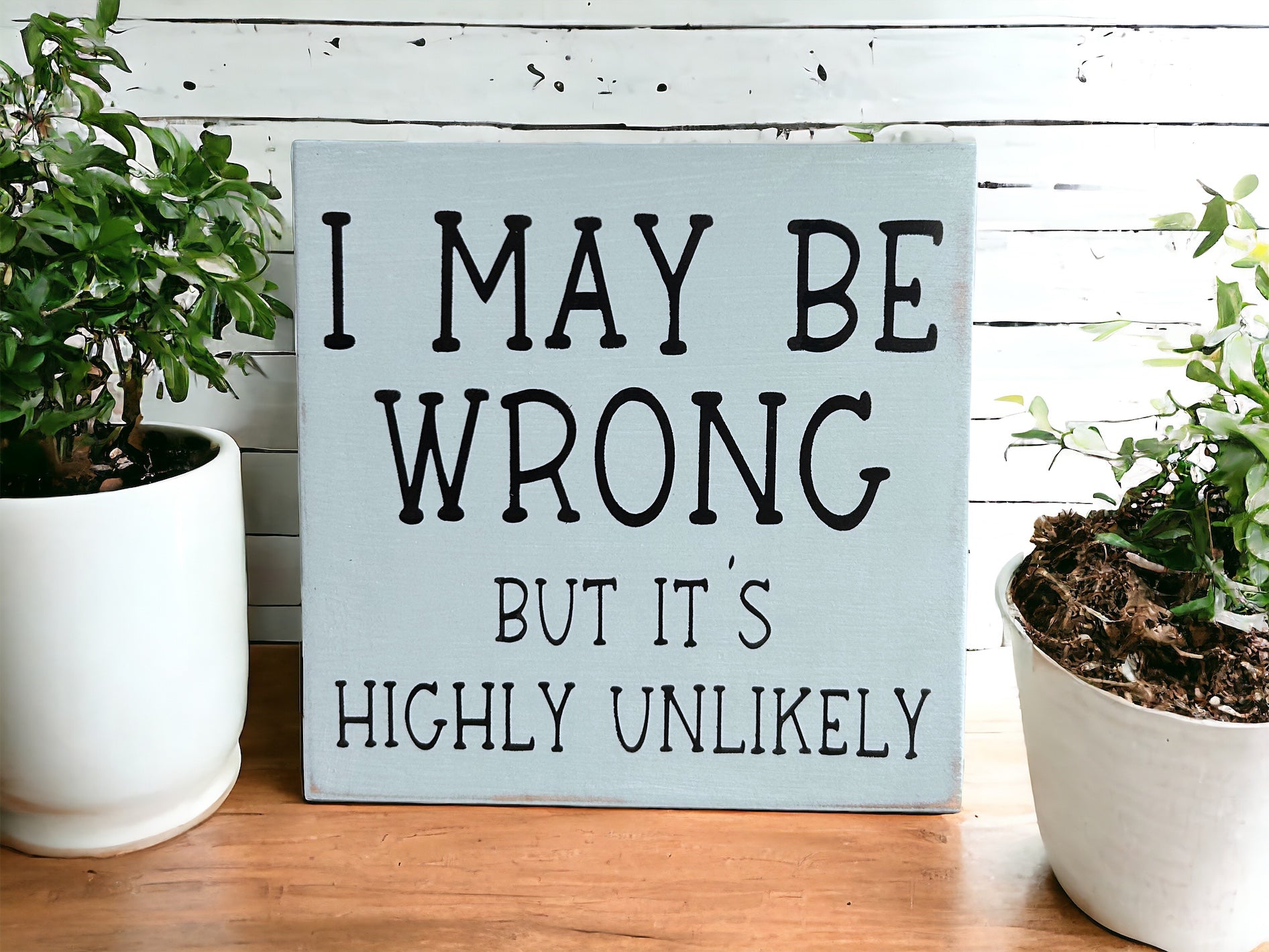 "I may be wrong" wood sign