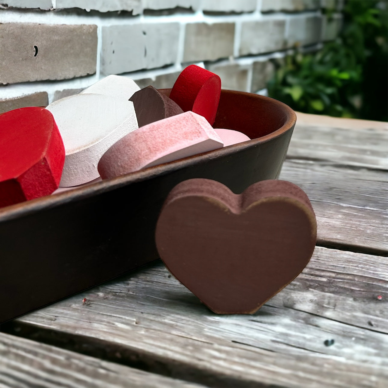 Wood candy hearts