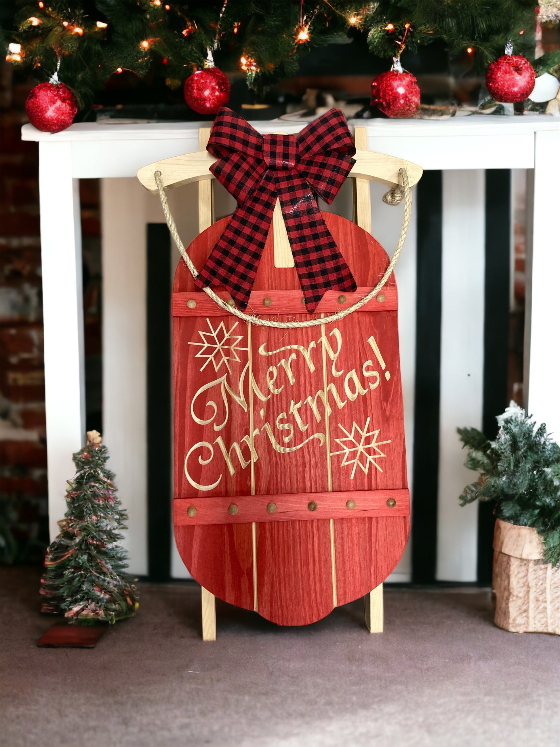 "Merry Christmas" Wood sleigh