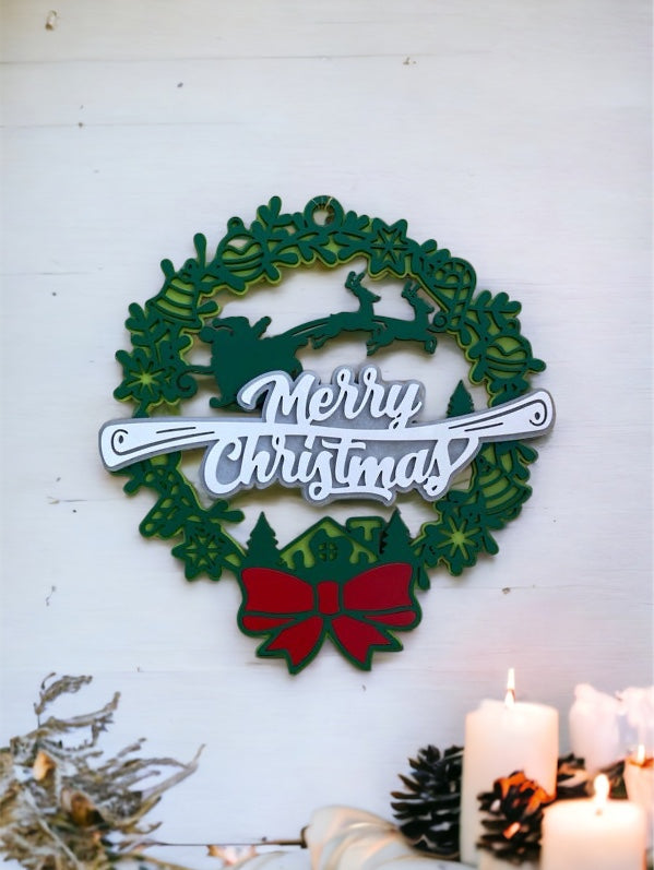 "Merry Christmas" wood wreath