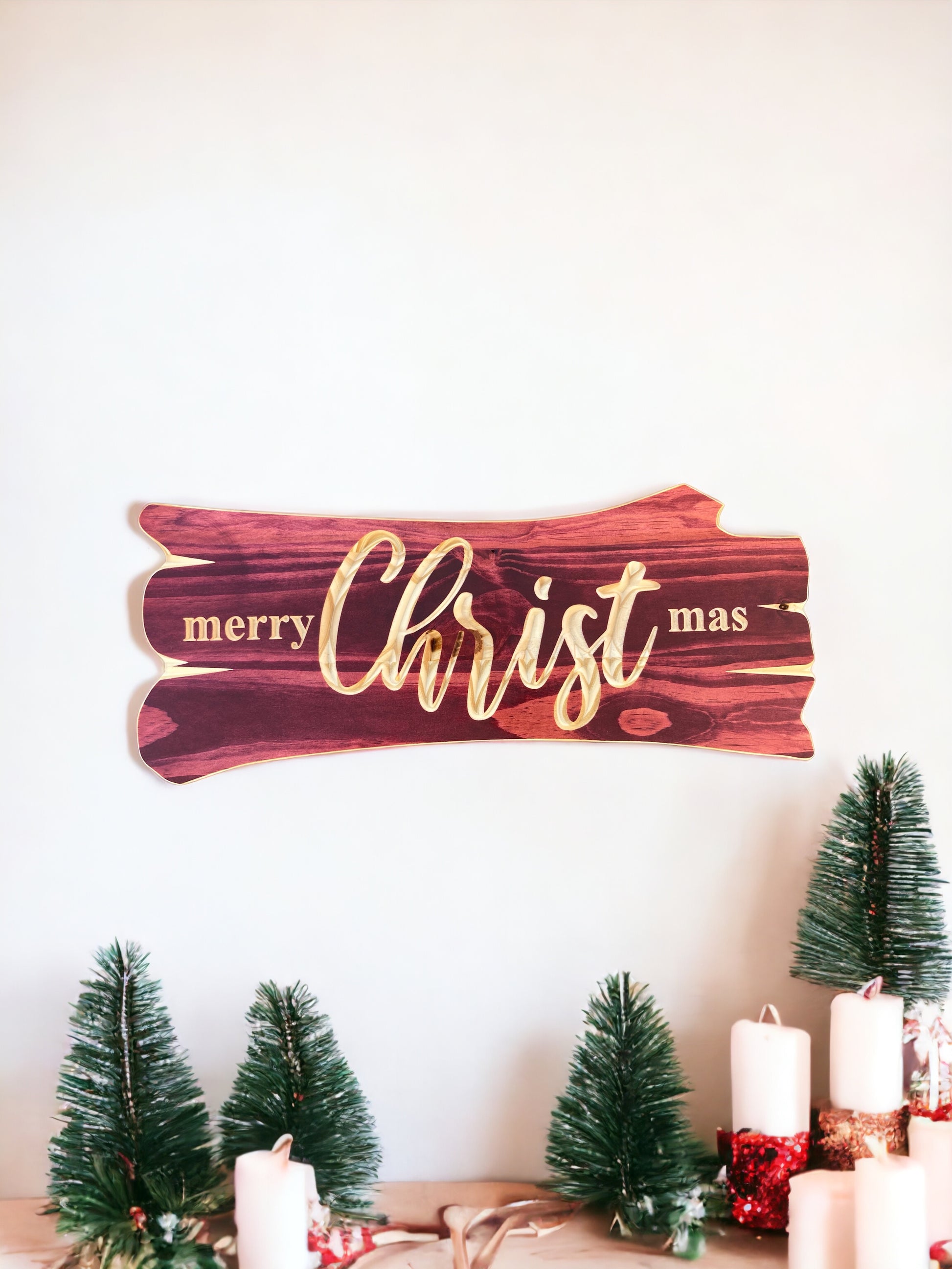 "Merry Christ-mas" wood sign