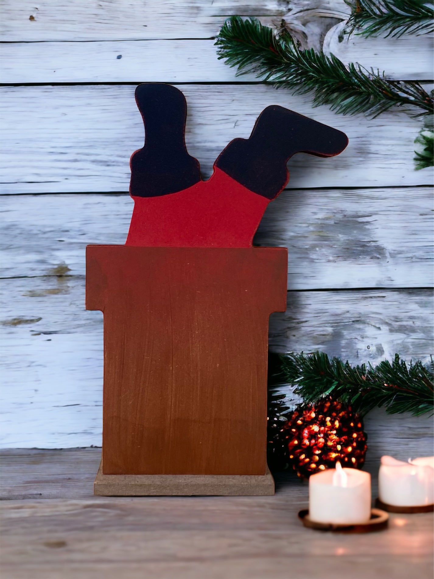 Santa in chimney wood decor