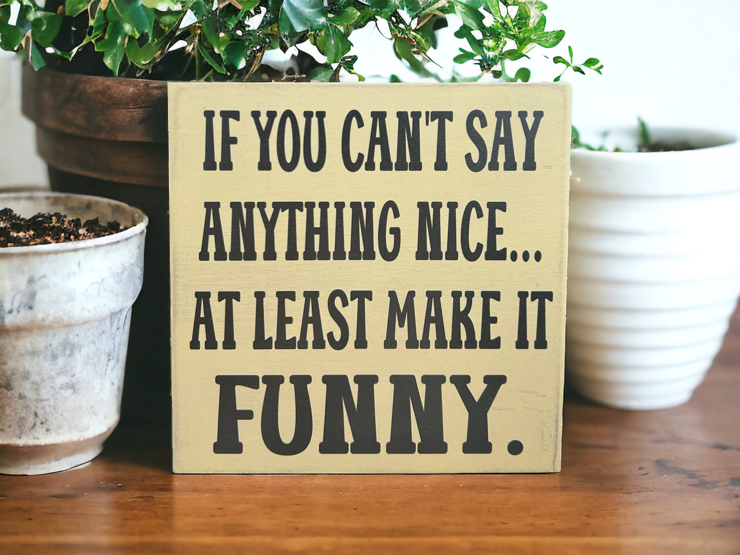 If You Can't Say Anything Nice - Funny Rustic Wood Sign