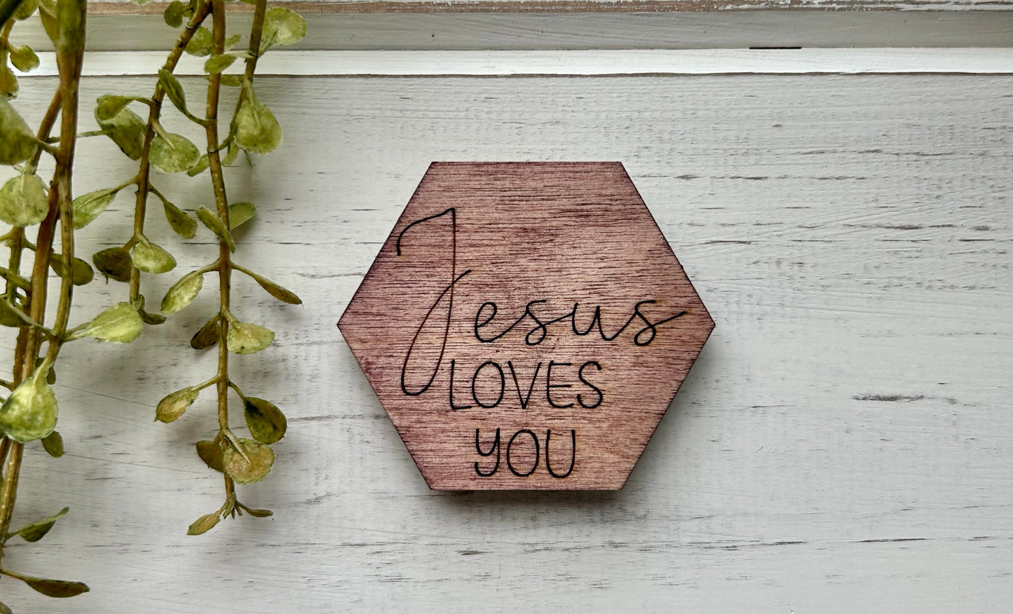 Jesus Loves You Wood Magnet