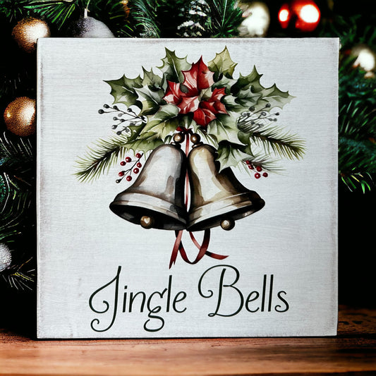 Jingle Bells - Rustic Wood Christmas Sign