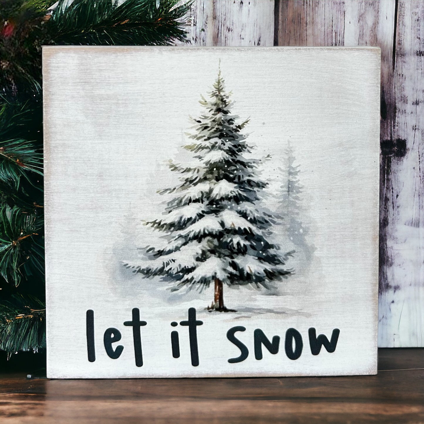 Let it Snow - Rustic Wood Winter Holiday Sign