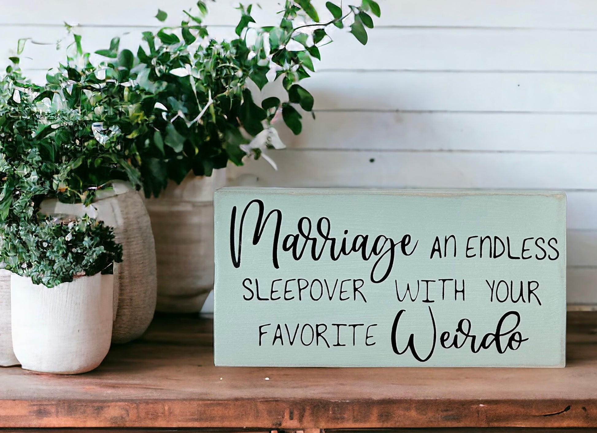 "Marriage" wood sign