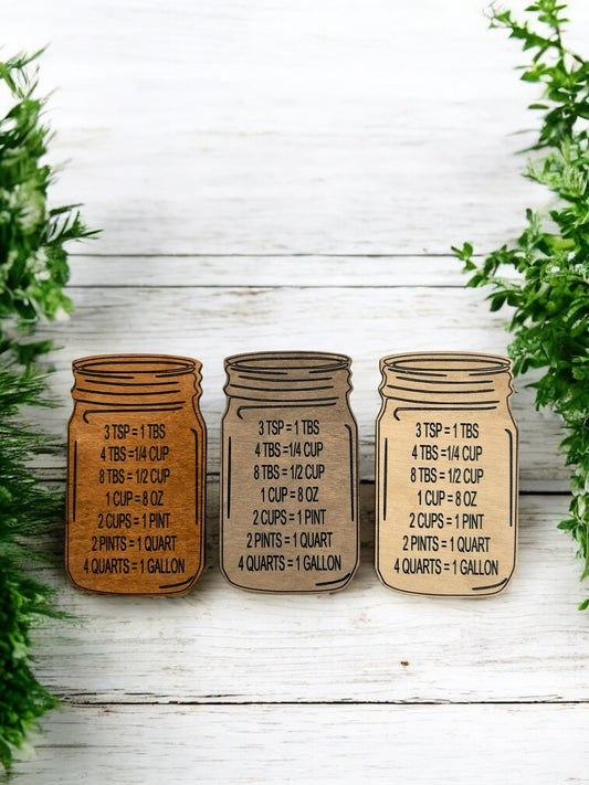 Mason Jar Kitchen Measurements Conversion Chart-Wood Magnet