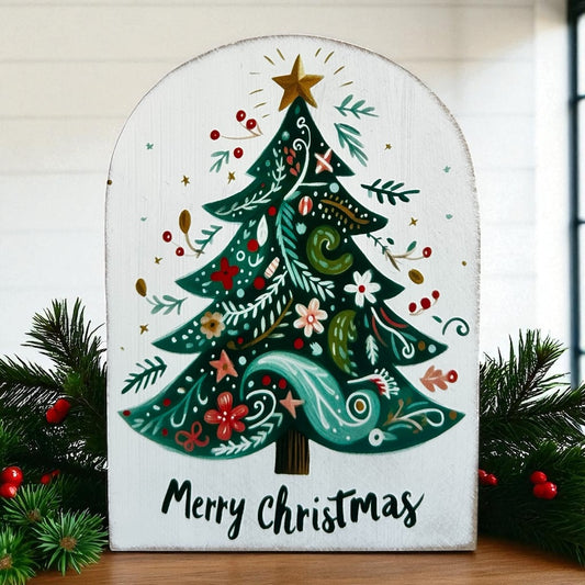 Folk Art Christmas Tree Wood Arch-Christmas 2025 Decor