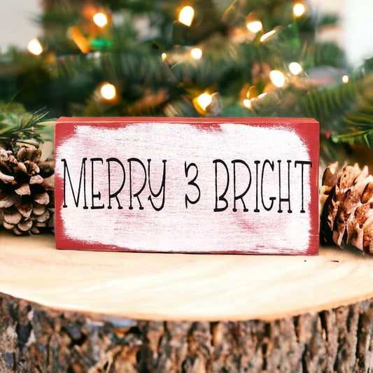 Rustic/Primitive Merry & Bright Holiday Shelf Sitter