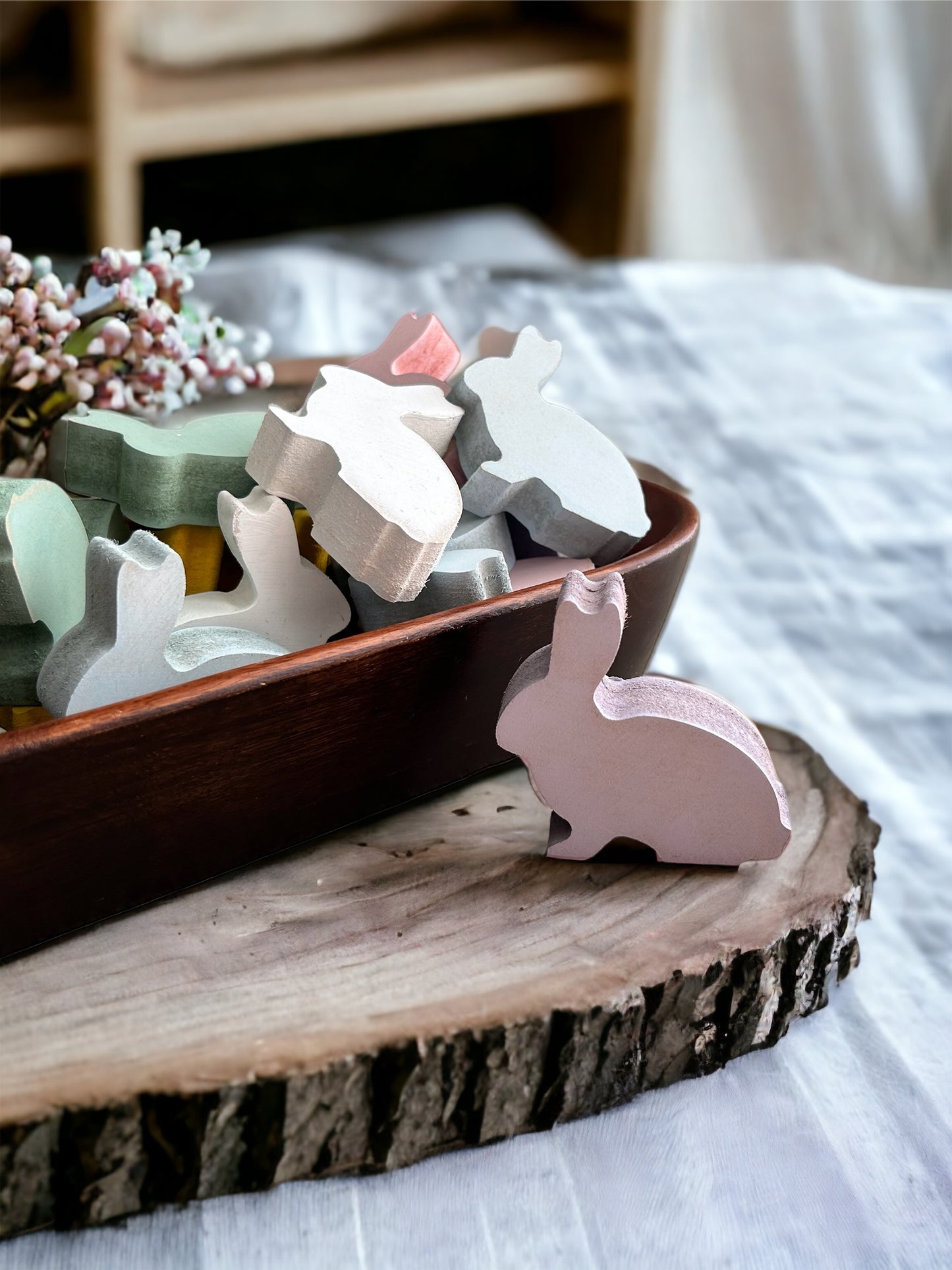 Primitive/Rustic MINI Wood Bunny Bowl Fillers - set of 3
