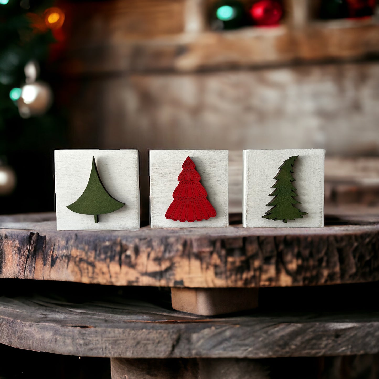 Christmas MINI Trees Wood Signs - Set of 3