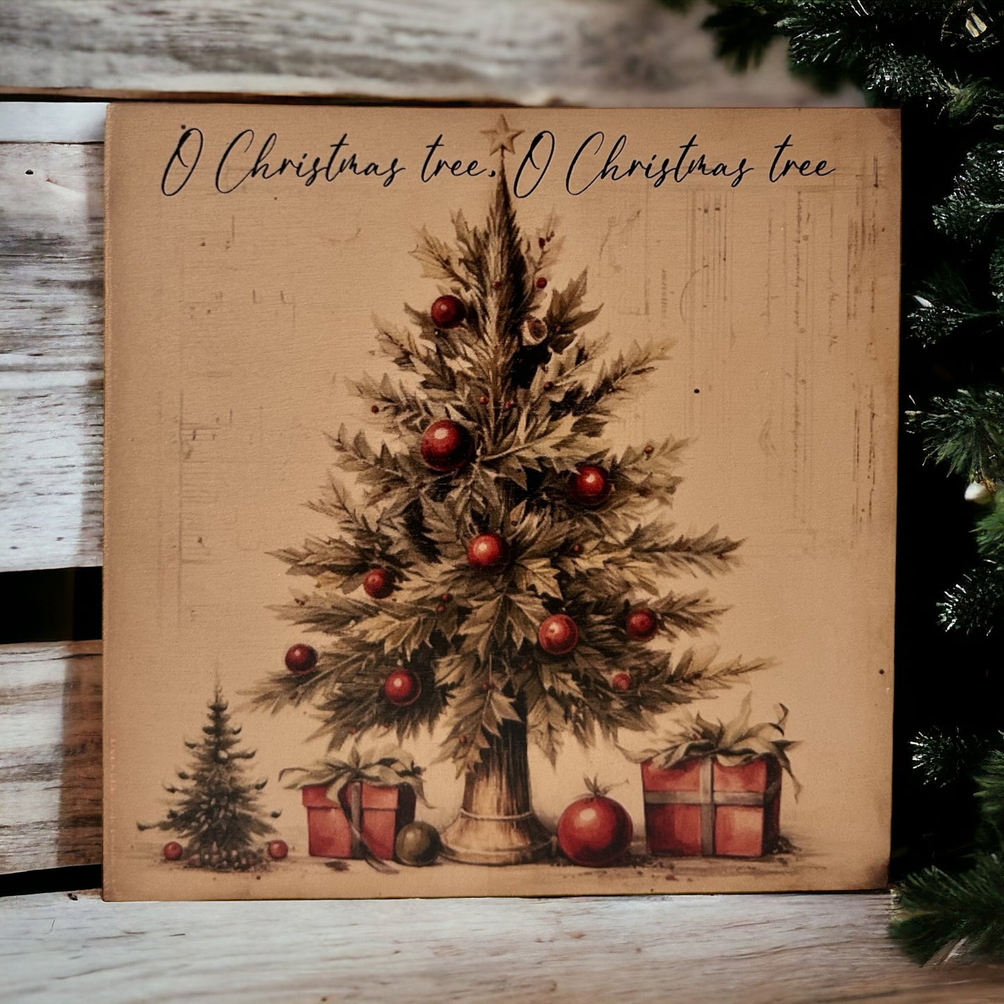 O Christmas Tree, O Christmas Tree - Rustic Wood Sign