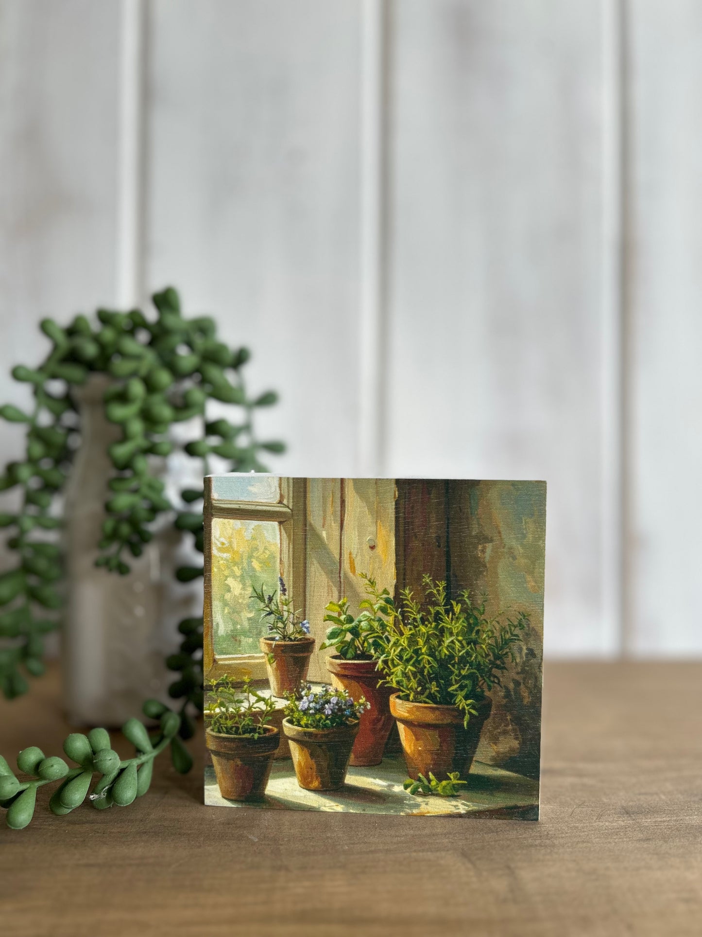 Potted Plants - Country Home Decor Block Sign