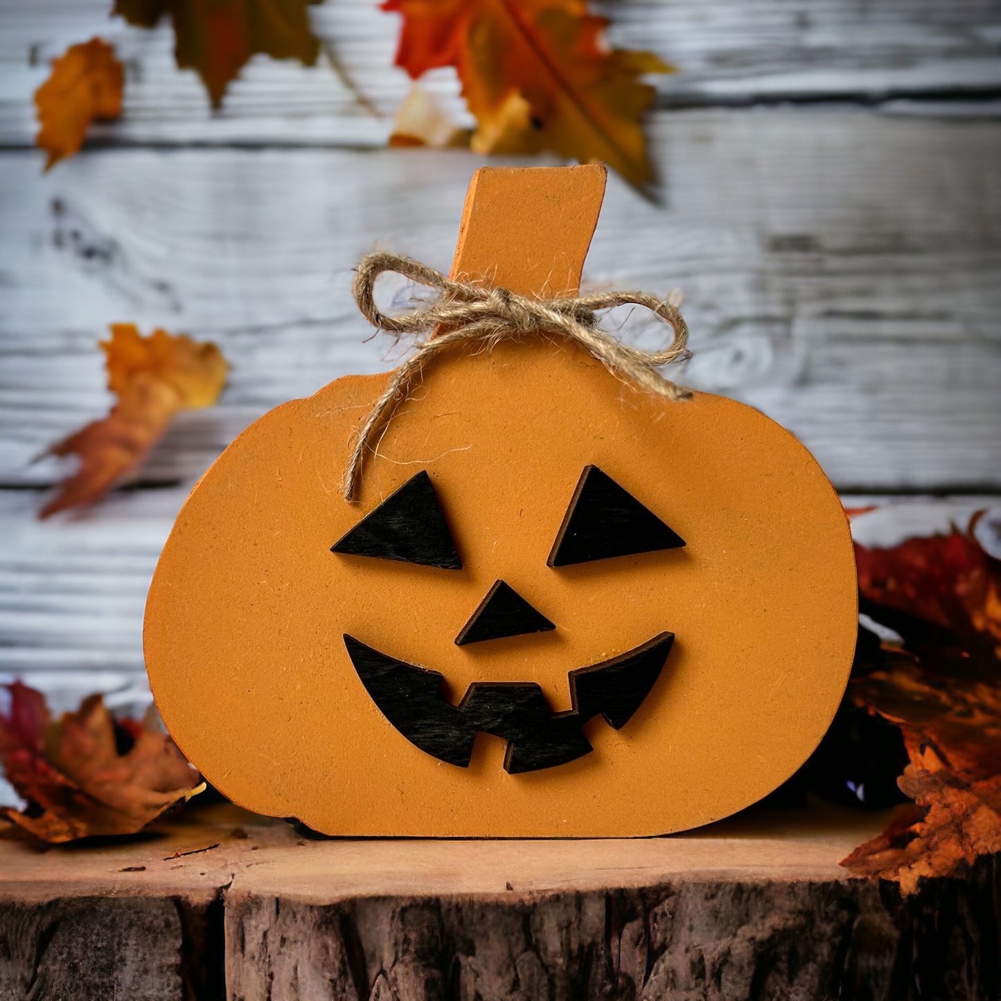 Halloween Wood Pumpkins with Faces - Fall decor