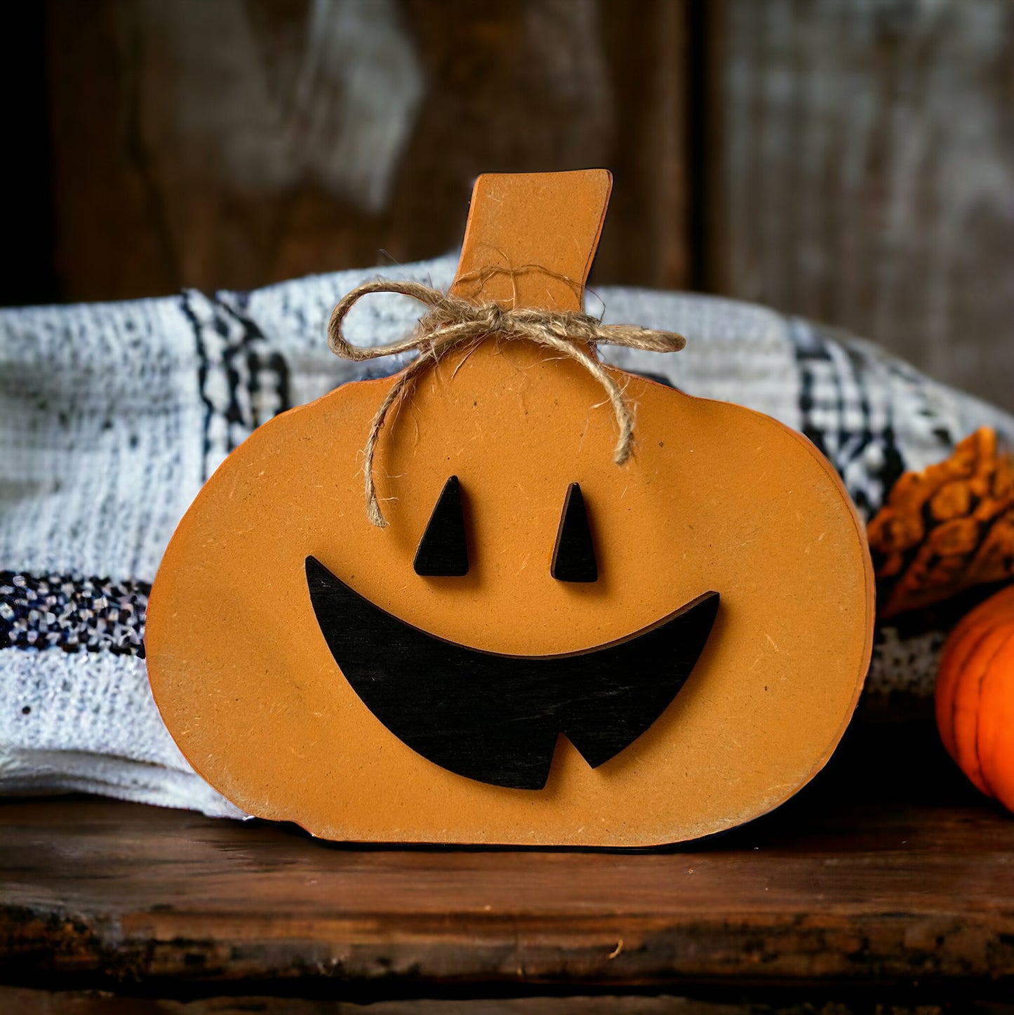 Halloween Wood Pumpkins with Faces - Fall decor