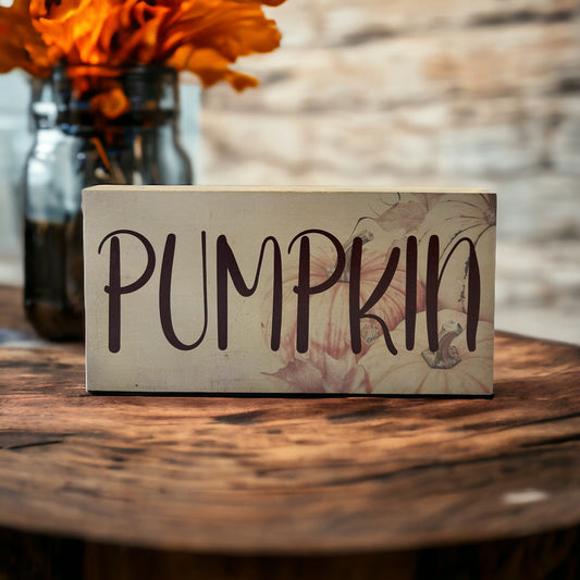 PUMPKIN - Fall/Autumn Word Block Wood Sign