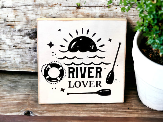 River Lover - Rustic Wood Shelf Sitter
