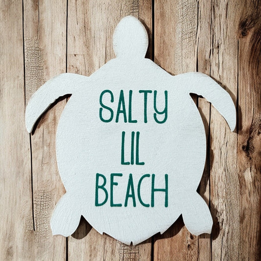 Salty Lil Beach Turtle - Beach Wood Magnet Coastal Decor