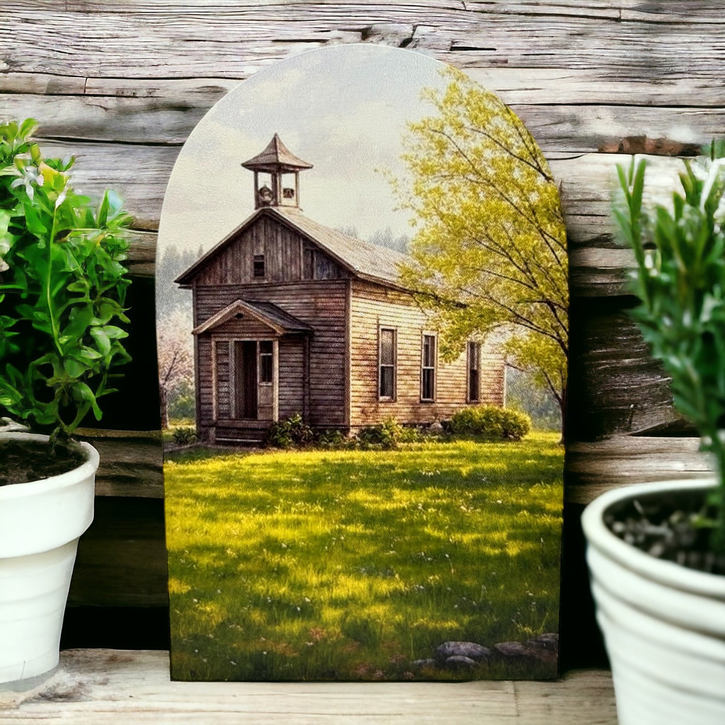 Old Schoolhouse - Printed Wood Arch - Spring 2025 Decor