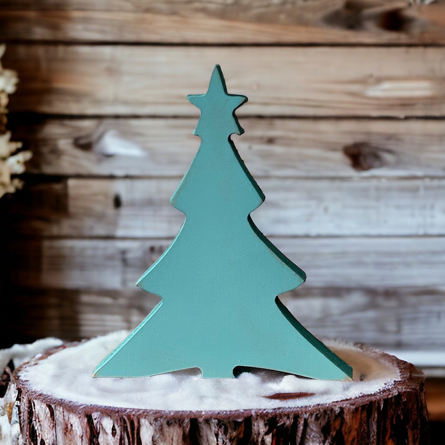 Primitive Wood Christmas Tree Sitters - Star Topper Style