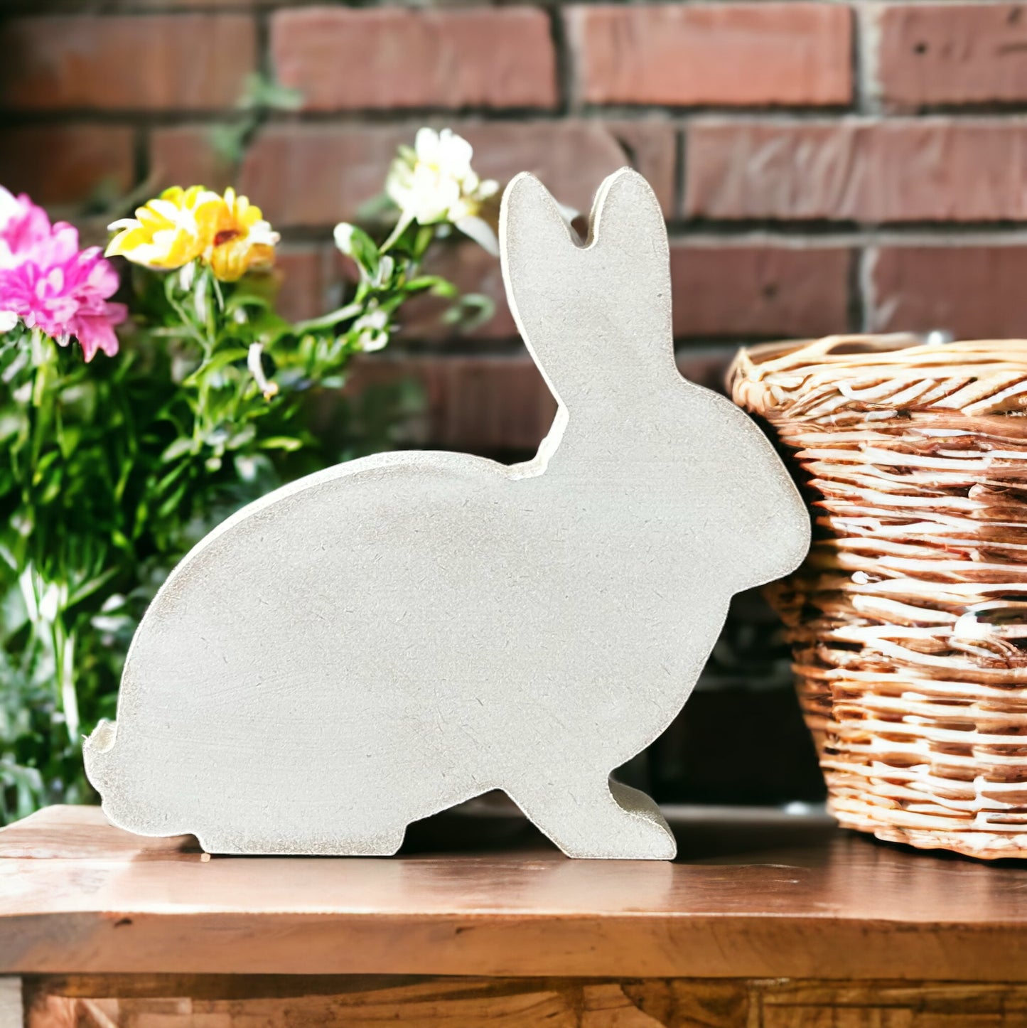 White wood Easter bunny