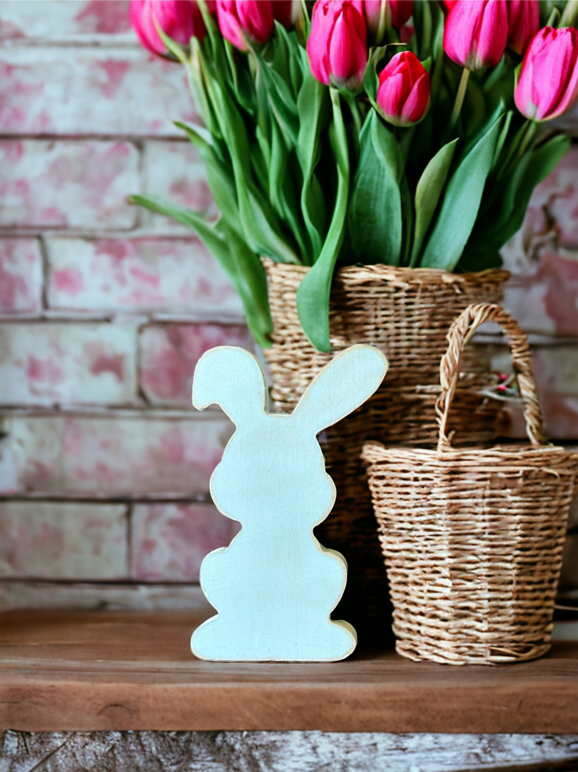 blue wood easter bunny