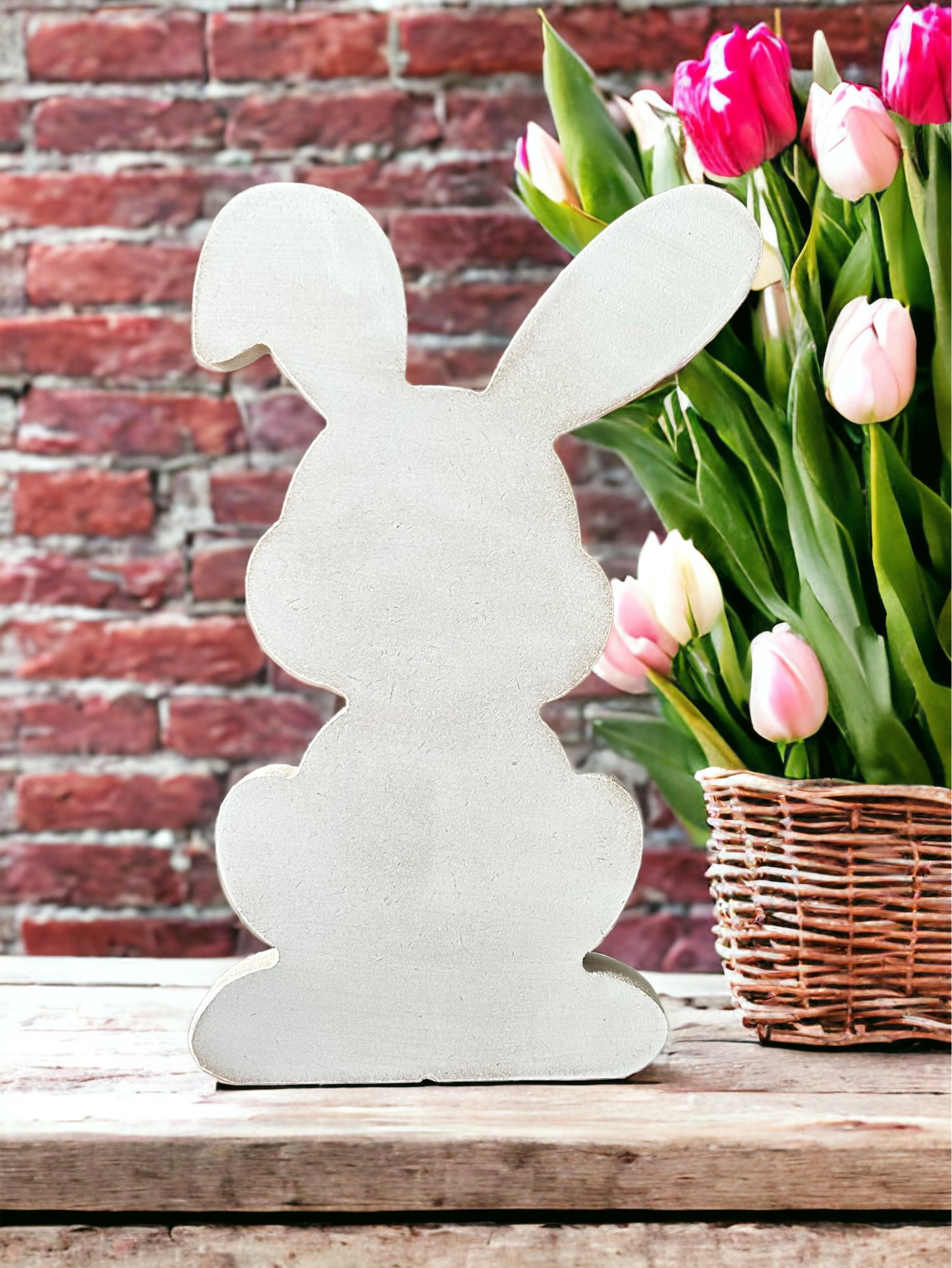 white wood easter bunny