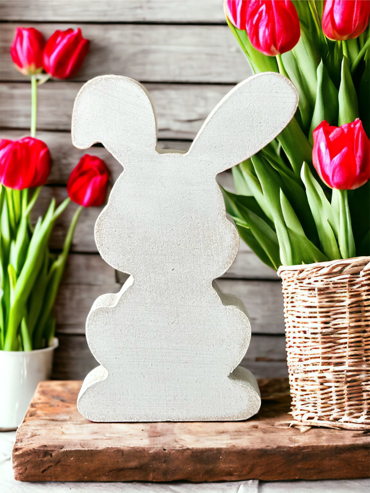 White wood Easter bunny