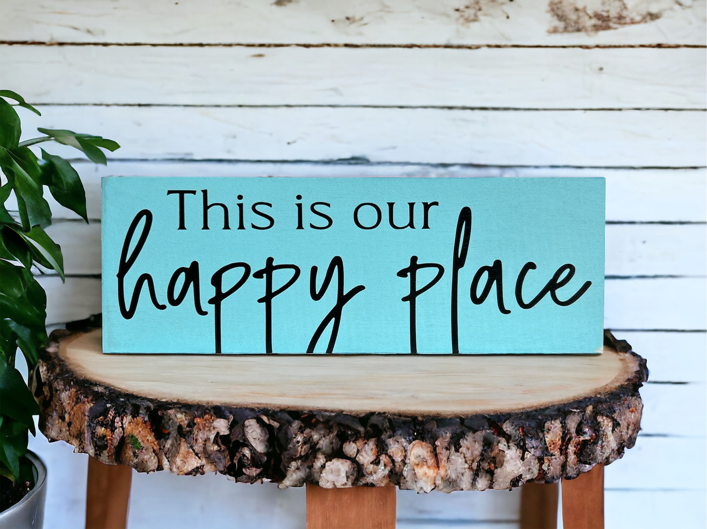 This is Our Happy Place - Rustic Wood Shelf Sitter