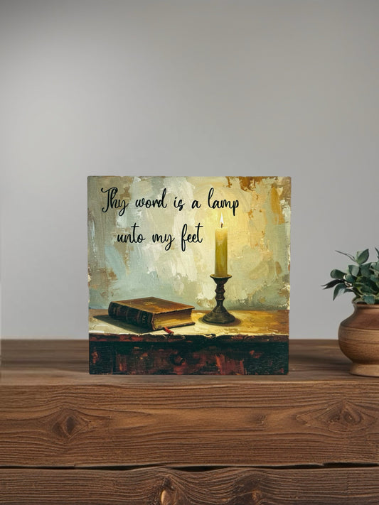 Thy Word is a Lamp Unto my Feet- Rustic Wood Sign