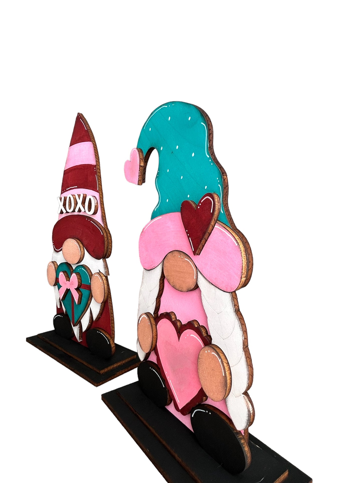 Layered Wood Valentines Gnome Pair Shelf Sitters