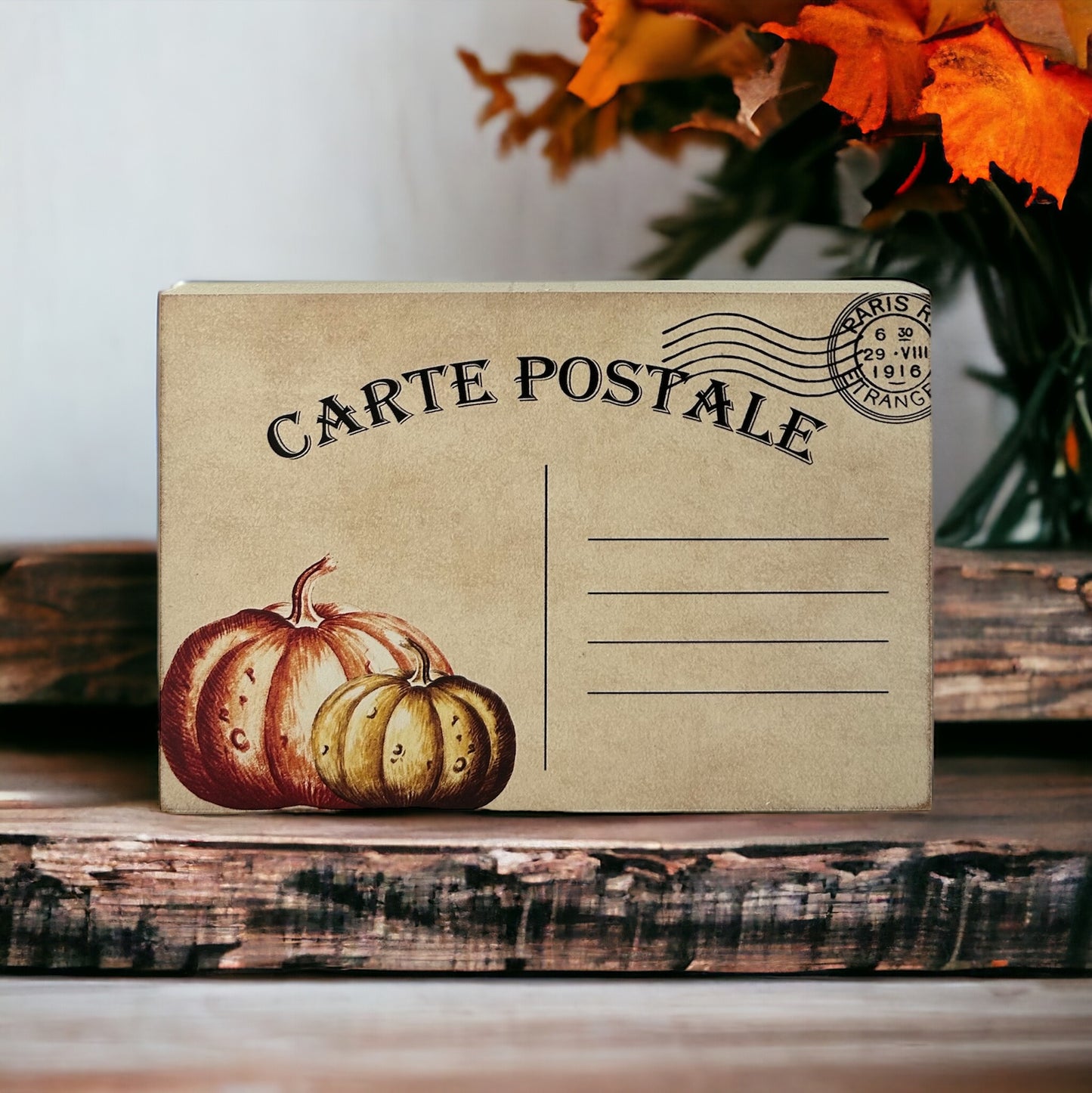 Vintage Style Wood “Postcards” - Fall/Autumn Home Accents