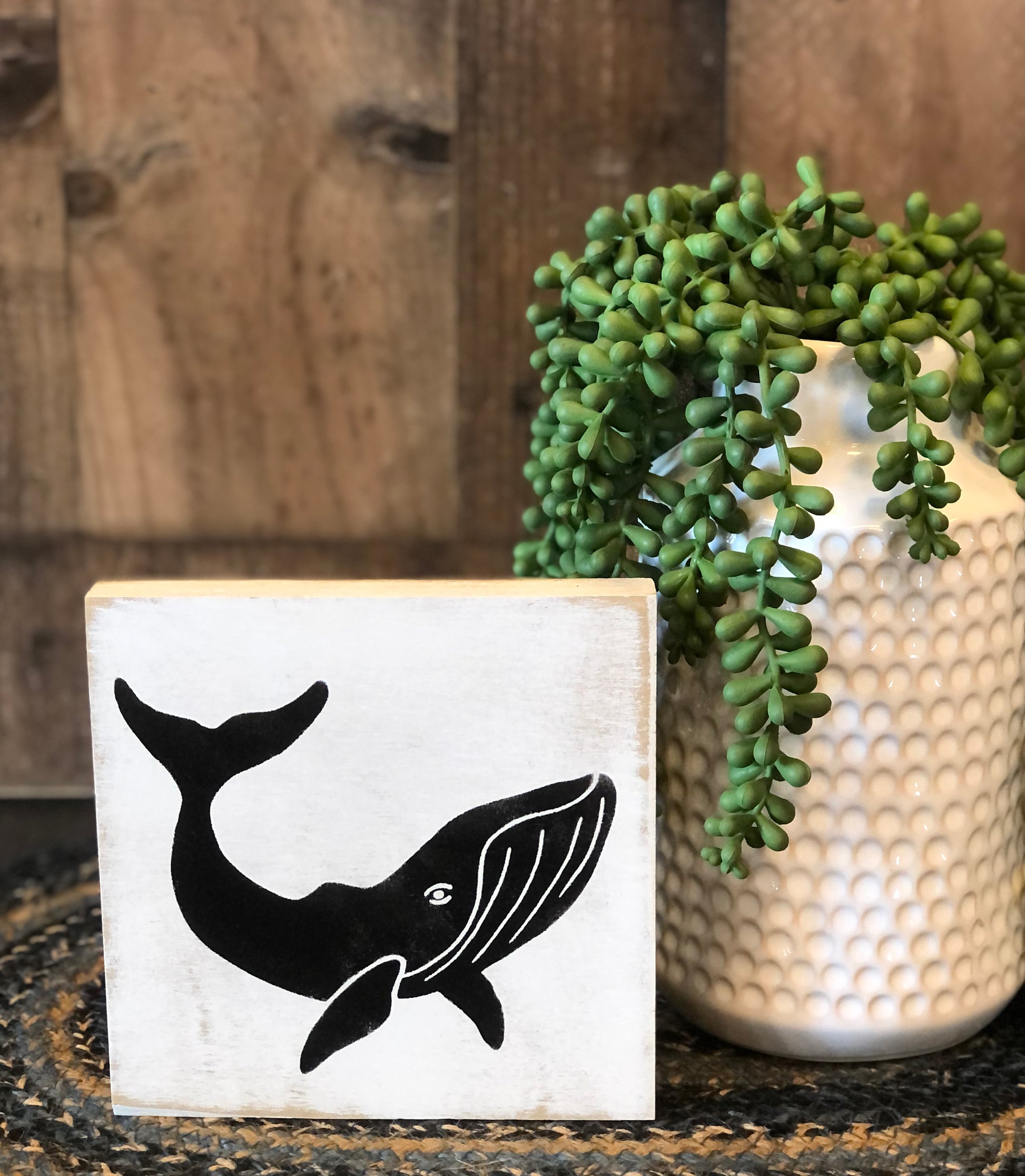 wood whale sign