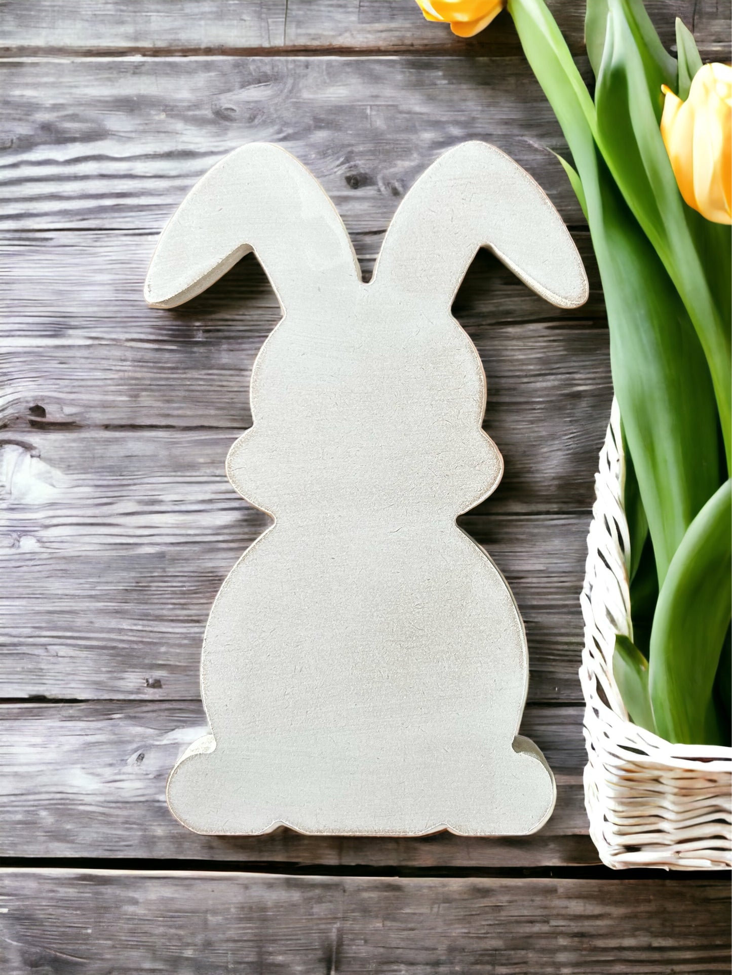 White wood Easter bunny