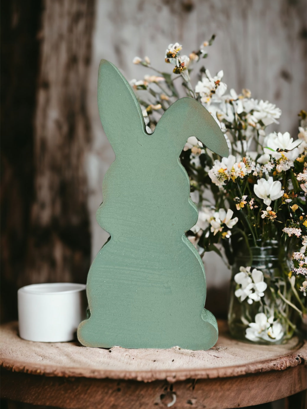 Primitive Rustic Wood Bunny Shelf Sitter - Style Three – Inkwood Crafters