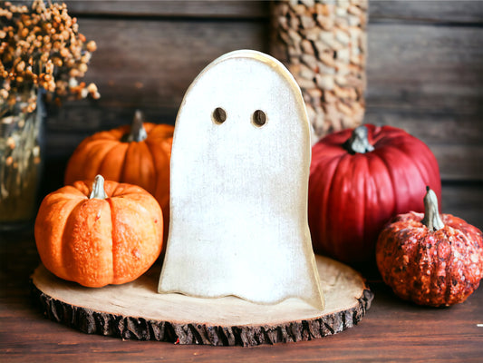 Primitive Wood Halloween Ghost Sitter