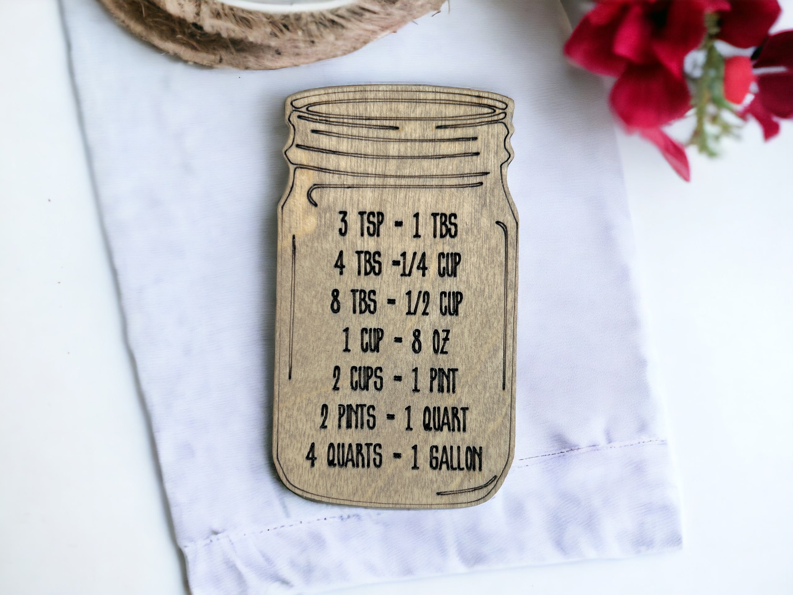 Mason Jar Kitchen Measurements Conversion Chart-Wood Magnet – Inkwood ...