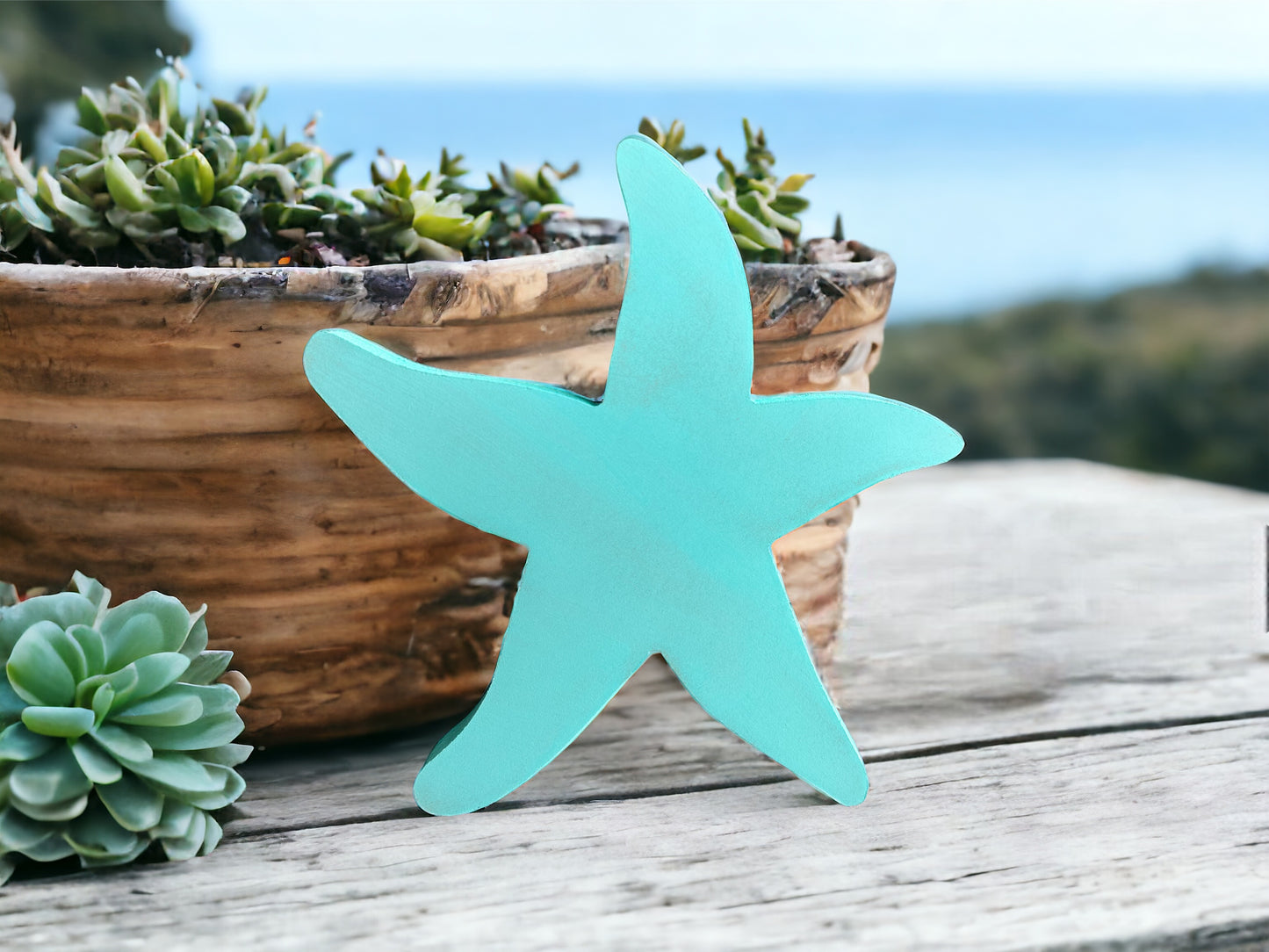 Rustic Wood Starfish - Beach Shelf Sitter