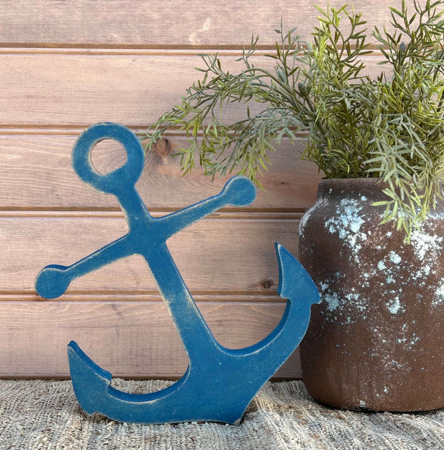 navy wood anchor