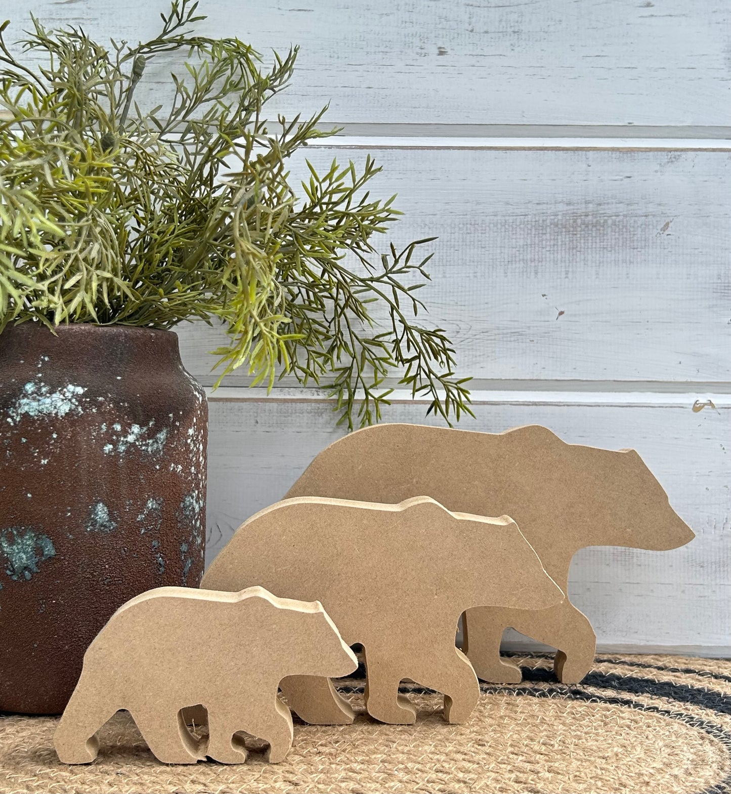 Primitive/Rustic Wood Bears- Papa Bear-Mama Bear-Baby Bear